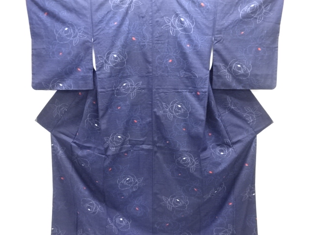JAPANESE KIMONO / SILK / TSUMUGI / WOVEN FLOWERS